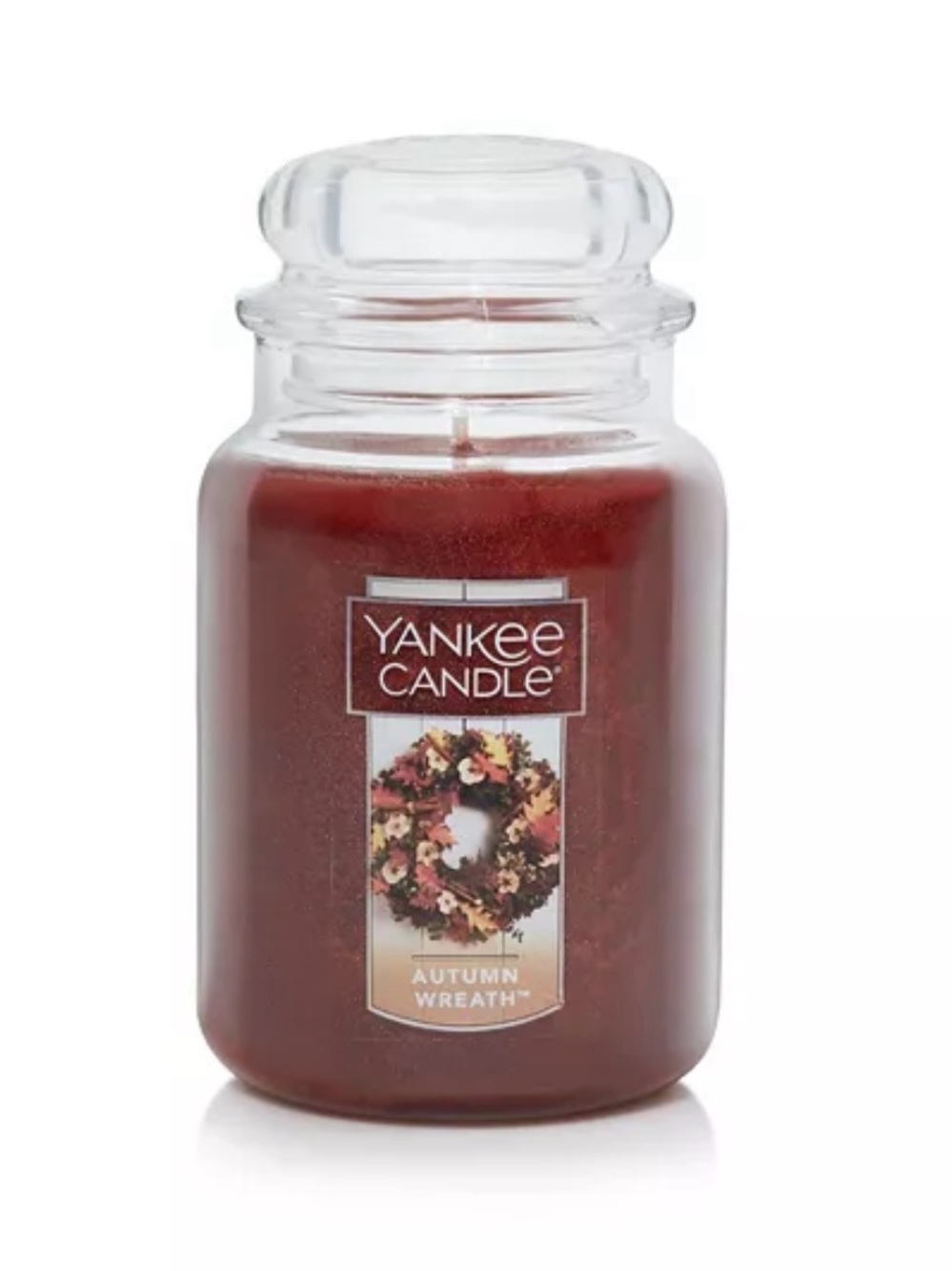 Yankee Candle AUTUMN WREATH Fall Leaves and Cinnamon Apple 22 oz Candle NEW